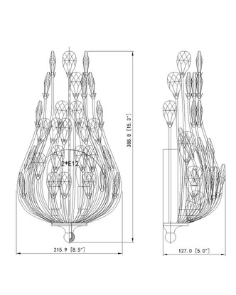 Gabriella Two Light Wall Sconce (1957-2S-MGLD)