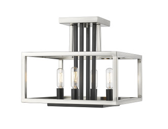 Z-Lite - 456SF-BN-BK - Four Light Semi Flush Mount - Quadra - Brushed Nickel + Matte Black