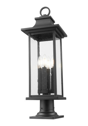 Tiberius Four Light Outdoor Pier Mounted Fixture (5017PHBR-533PM-BK)