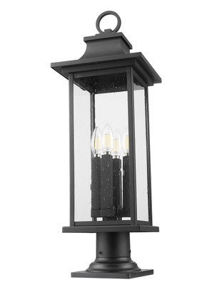 Tiberius Four Light Outdoor Pier Mounted Fixture (5017PHBR-533PM-BK)
