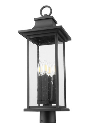 Tiberius Four Light Outdoor Post Mount Fixture (5017PHBR-BK)