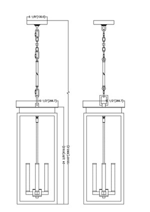 Nova Four Light Outdoor Chain Mount Ceiling Fixture (5018CHB-BK)