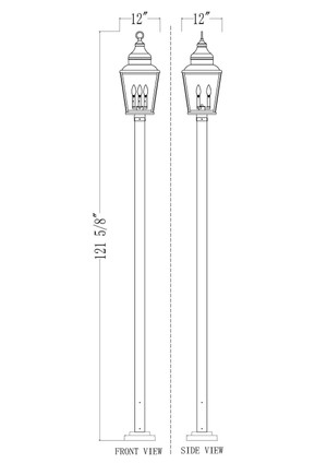 Raphael Three Light Outdoor Post Mount (5029PHBS-536P-BK)
