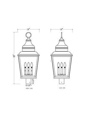 Raphael Four Light Outdoor Post Mount (5029PHXLR-BK)