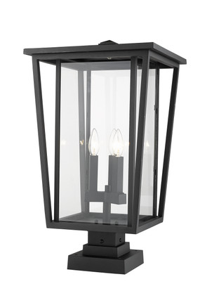 Seoul Three Light Outdoor Pier Mounted Fixture (571PHXLS-SQPM-BK)