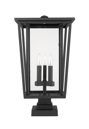 Seoul Three Light Outdoor Pier Mounted Fixture (571PHXLS-SQPM-BK)