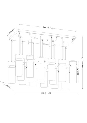 Fontaine 17 Light Linear Chandelier (7002P5-17L-MB)