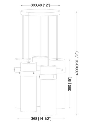 Fontaine Five Light Chandelier (7002P5-5R-RB)