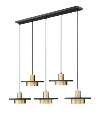 Z-Lite - 829P12-5L-MB-MGLD-LE - LED Linear Chandelier - Ludo - Matte Black + Modern Gold