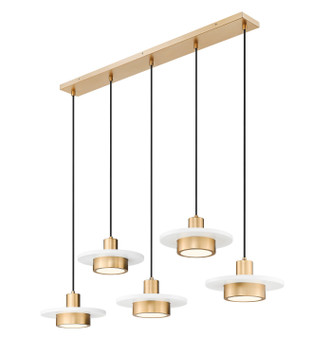Ludo LED Linear Chandelier (829P12-5L-MW-MGLD-LE)