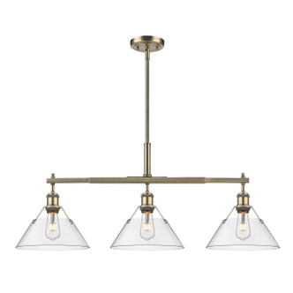 Golden - 3306-LP AB-CLR - Three Light Linear Pendant - Orwell - Aged Brass