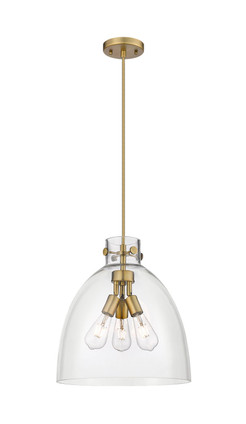 Innovations - 410-3PL-BB-G412-14CL - Three Light Pendant - Downtown Urban - Brushed Brass