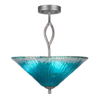 Toltec Lighting - 242-AS-715 - Three Light Semi-Flush Mount - Revo - Aged Silver
