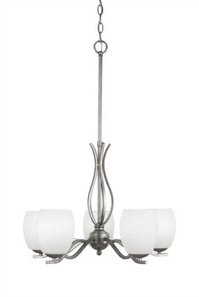 Toltec Lighting - 245-AS-615 - Five Light Chandelier - Revo - Aged Silver