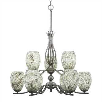 Toltec Lighting - 249-AS-5054 - Nine Light Chandelier - Revo - Aged Silver