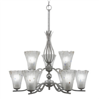 Toltec Lighting - 249-AS-721 - Nine Light Chandelier - Revo - Aged Silver