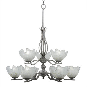 Toltec Lighting - 249-AS-755 - Nine Light Chandelier - Revo - Aged Silver