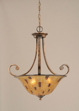 Toltec Lighting - 254-BRZ-708 - Three Light Pendant - Curl - Bronze