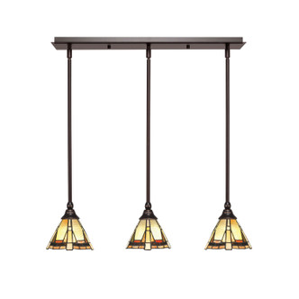 Toltec Lighting - 25-DG-9345 - Three Light Linear Pendalier - Stem - Dark Granite