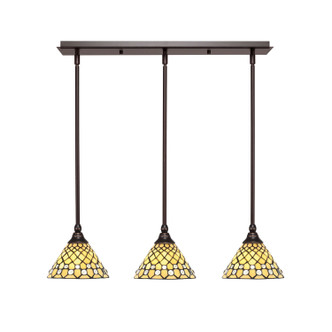 Toltec Lighting - 25-DG-9415 - Three Light Linear Pendalier - Stem - Dark Granite