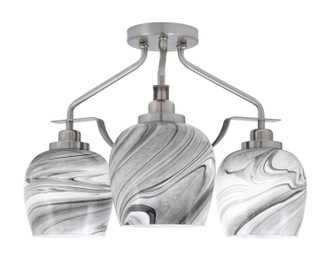 Toltec Lighting - 2607-BN-4819 - Three Light Semi-Flush Mount - Odyssey - Brushed Nickel