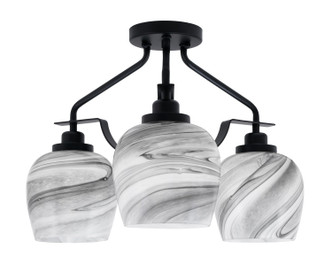Toltec Lighting - 2607-MB-4819 - Three Light Semi-Flush Mount - Odyssey - Matte Black