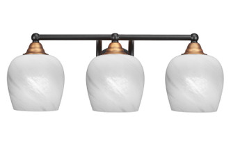 Toltec Lighting - 3423-MBBR-4811 - Three Light Bath Bar - Paramount - Matte Black & Brass