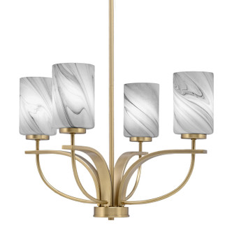 Toltec Lighting - 3904-NAB-3009 - Four Light Chandelier - Cavella - New Age Brass