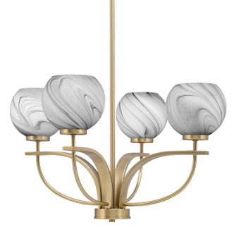 Toltec Lighting - 3904-NAB-4109 - Four Light Chandelier - Cavella - New Age Brass