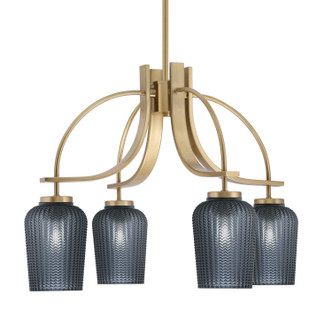 Toltec Lighting - 3924-NAB-4252 - Four Light Chandelier - Cavella - New Age Brass