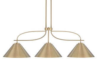 Toltec Lighting - 3936-NAB-420 - Three Light Island Pendant - Cavella - New Age Brass