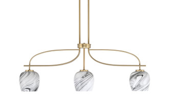 Toltec Lighting - 3936-NAB-4819 - Three Light Island Pendant - Cavella - New Age Brass