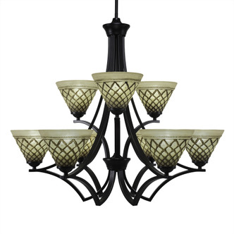 Toltec Lighting - 569-MB-7185 - Nine Light Chandelier - Zilo - Matte Black