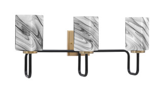 Toltec Lighting - 6223-MBNAB-549 - Three Light Bath Bar - Sandia - Matte Black & New Age Brass