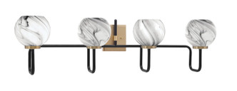 Toltec Lighting - 6224-MBNAB-4109 - Four Light Bath Bar - Sandia - Matte Black & New Age Brass