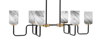 Toltec Lighting - 6236-MBNAB-3009 - Six Light Bar - Sandia - Matte Black & New Age Brass