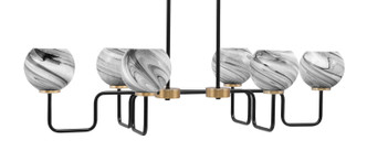 Toltec Lighting - 6236-MBNAB-4109 - Six Light Bar - Sandia - Matte Black & New Age Brass