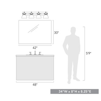 Hines Four Light Vanity (3118-BA4 PW-SD)
