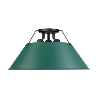Golden - 3306-3FM BLK-GN - Three Light Flush Mount - Orwell - Matte Black
