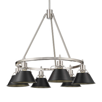 Golden - 3306-6 PW-BLK - Six Light Chandelier - Orwell - Pewter