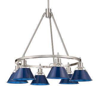 Golden - 3306-6 PW-NVY - Six Light Chandelier - Orwell - Pewter
