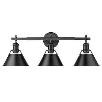 Golden - 3306-BA3 BLK-BLK - Three Light Bath Vanity - Orwell - Matte Black