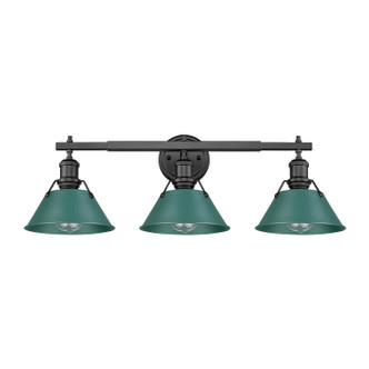 Golden - 3306-BA3 BLK-GN - Three Light Vanity - Orwell - Matte Black