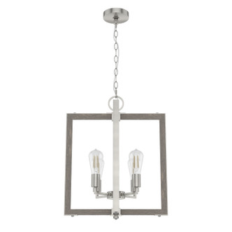 Hunter - 19805 - Four Light Foyer Pendant - Woodburn - Brushed Nickel