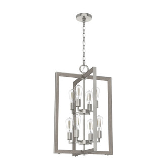 Hunter - 19857 - Eight Light Foyer Pendant - Woodburn - Brushed Nickel