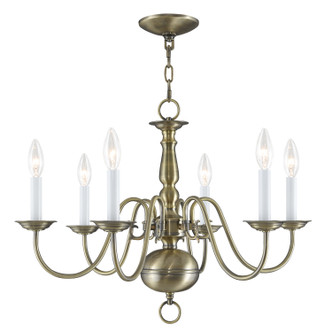 Livex Lighting - 5006-01 - Six Light Chandelier - Williamsburgh - Antique Brass