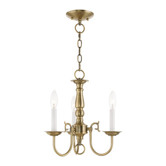 Livex Lighting - 5013-01 - Three Light Mini Chandelier - Williamsburgh - Antique Brass