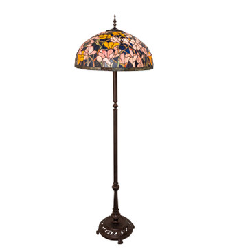 Meyda Tiffany - 298853 - Three Light Floor Lamp - Tiffany Magnolia - Mahogany Bronze