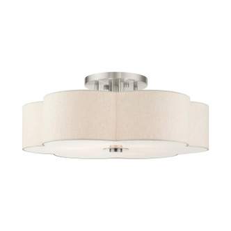 Livex Lighting - 58069-91 - Six Light Semi Flush Mount - Solstice - Brushed Nickel