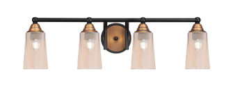Toltec Lighting - 3424-MBBR-263 - Four Light Bath Bar - Paramount - Matte Black & Bass